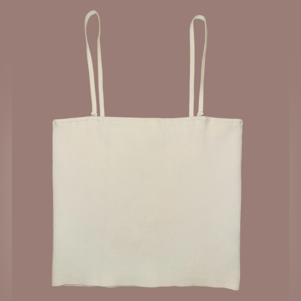 INTERMIX Creamy White Ribbed Spaghetti Strap‎ Top XS/P
